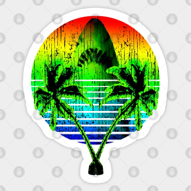 Rainbow Sun Fun Tropical Exotic Palm Trees Sticker by PoizonBrand